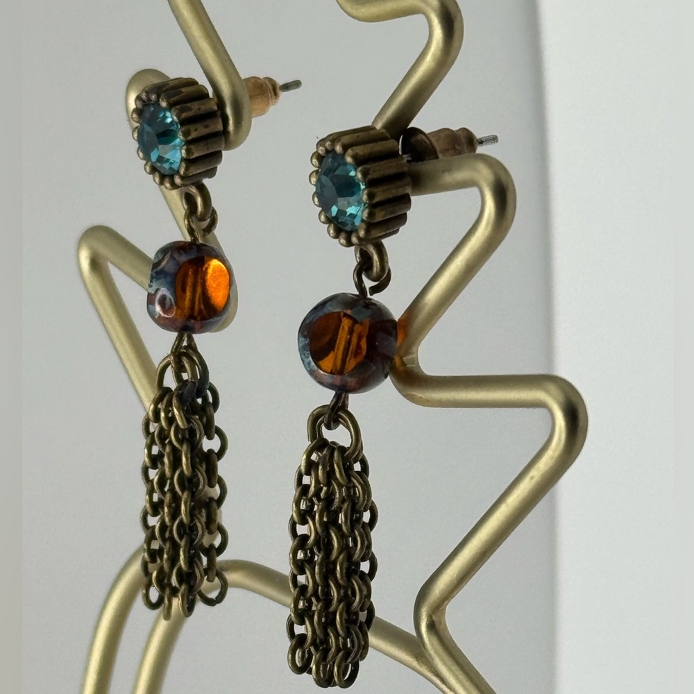 Myka bronze Blue and orange Dangle Earrings